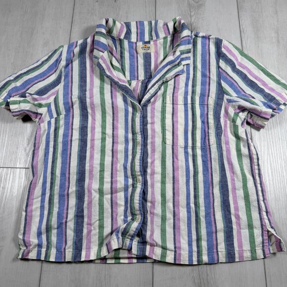 Marine Layer Tops - Marine Layer Lucy Button Up Shirt S/S Tencel Blend Rainbow Stripe Size Large